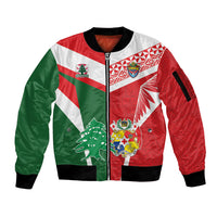 Tonga Lebanon Rugby Custom Sleeve Zip Bomber Jacket Mate Maa Tonga Cedars Together