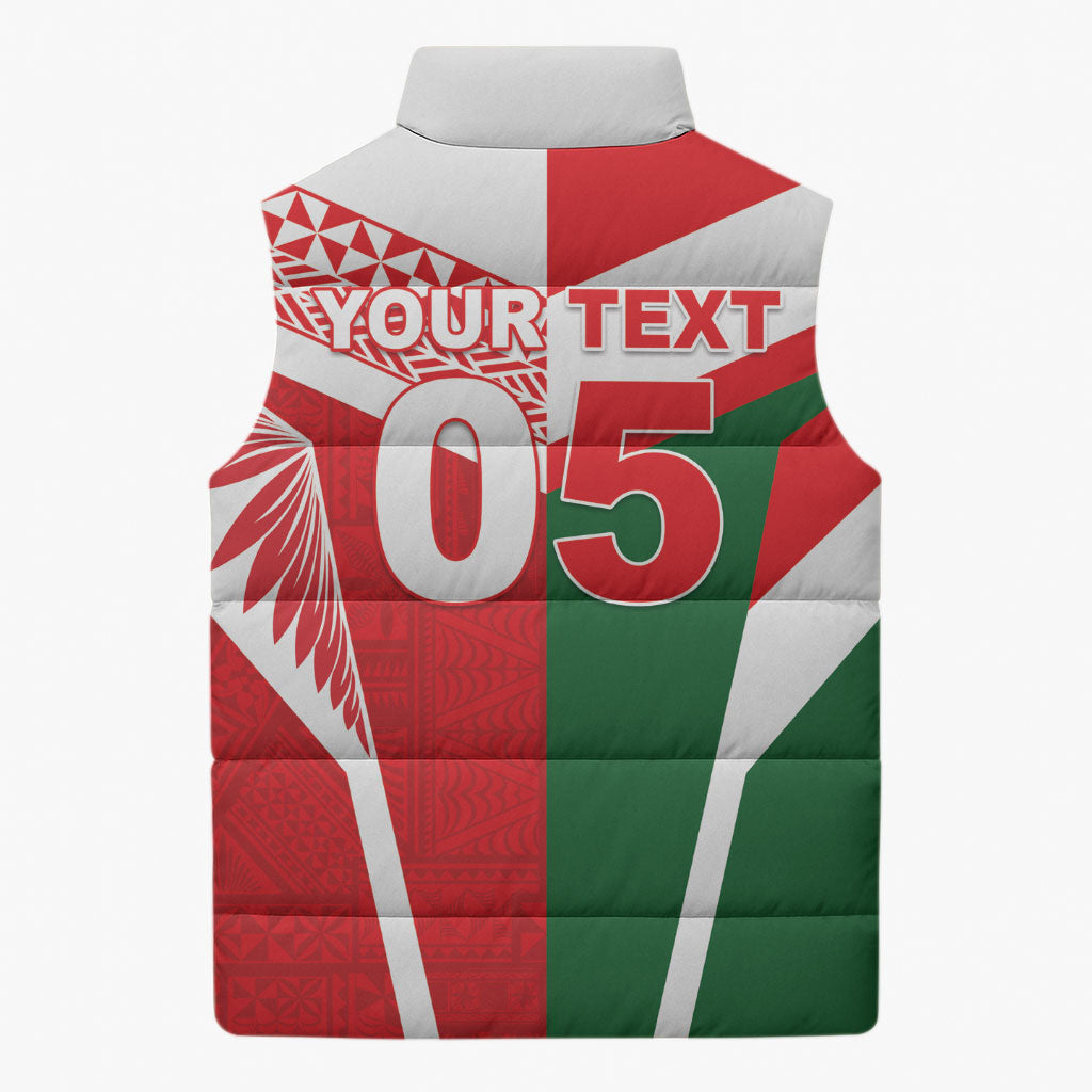 Tonga Lebanon Rugby Custom Sleeveless Puffer Jacket Mate Maa Tonga Cedars Together LT05 - Polynesian Pride