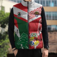 Tonga Lebanon Rugby Custom Sleeveless Puffer Jacket Mate Maa Tonga Cedars Together LT05 - Polynesian Pride