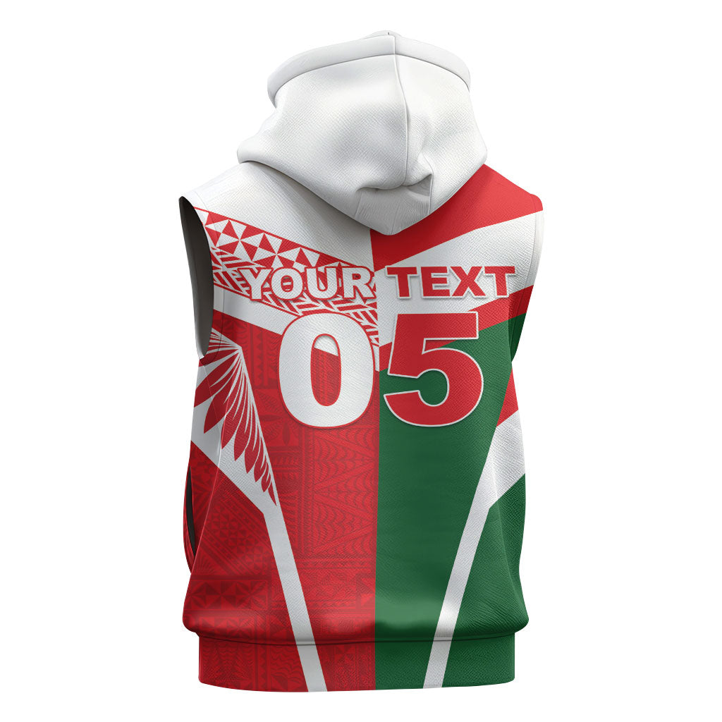 Tonga Lebanon Rugby Custom Sleeveless Zip Hoodie Mate Maa Tonga Cedars Together LT05 - Polynesian Pride