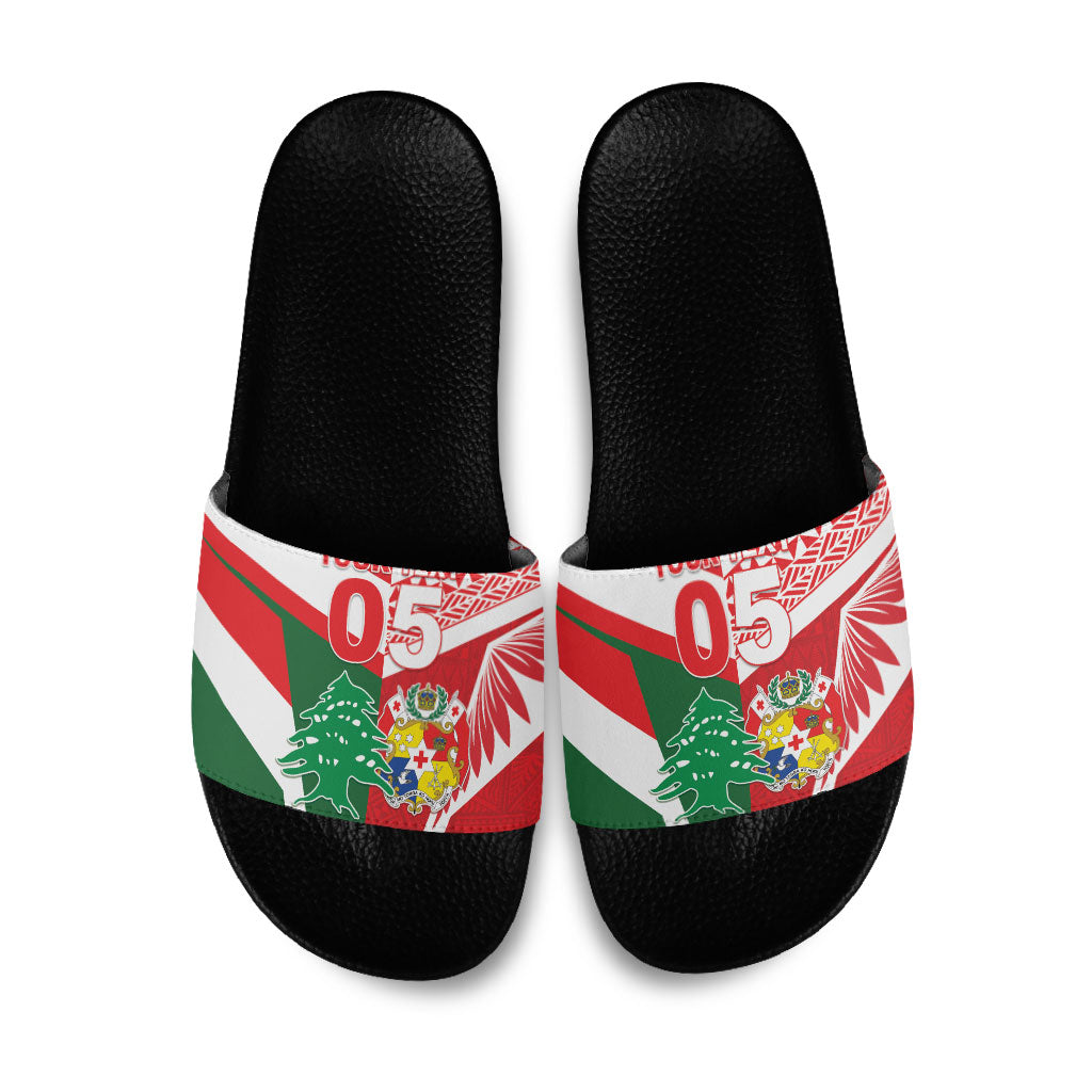 Tonga Lebanon Rugby Custom Slide Sandals Mate Maa Tonga Cedars Together LT05 Multicolor - Polynesian Pride