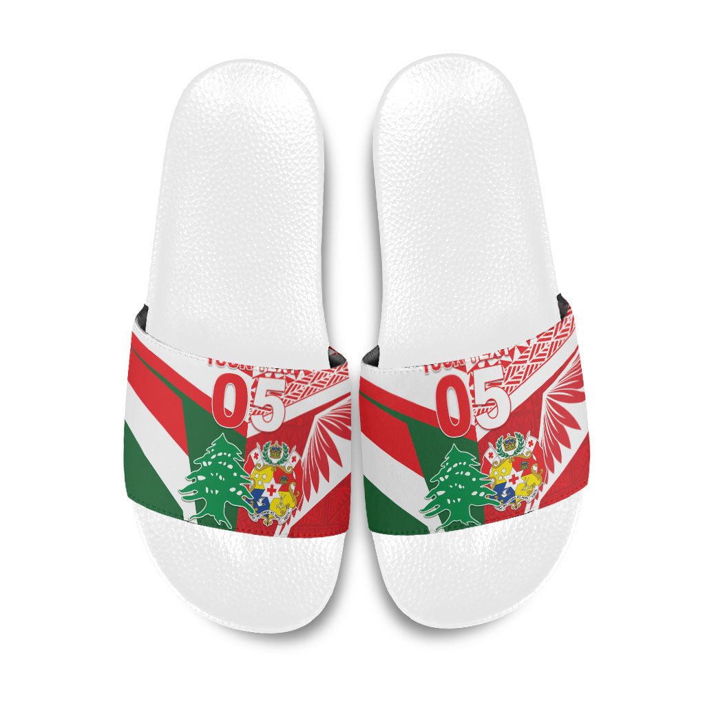 Tonga Lebanon Rugby Custom Slide Sandals Mate Maa Tonga Cedars Together LT05 Multicolor - Polynesian Pride