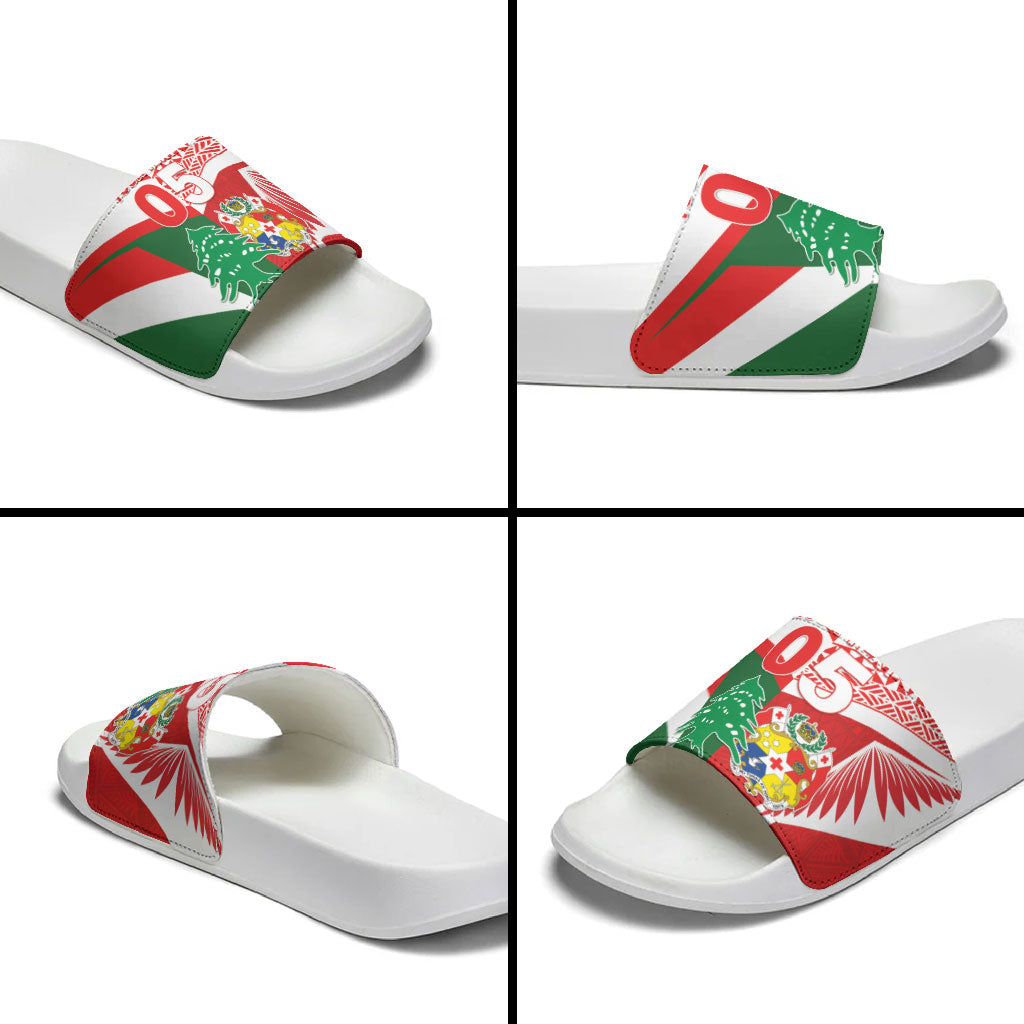 Tonga Lebanon Rugby Custom Slide Sandals Mate Maa Tonga Cedars Together LT05 - Polynesian Pride
