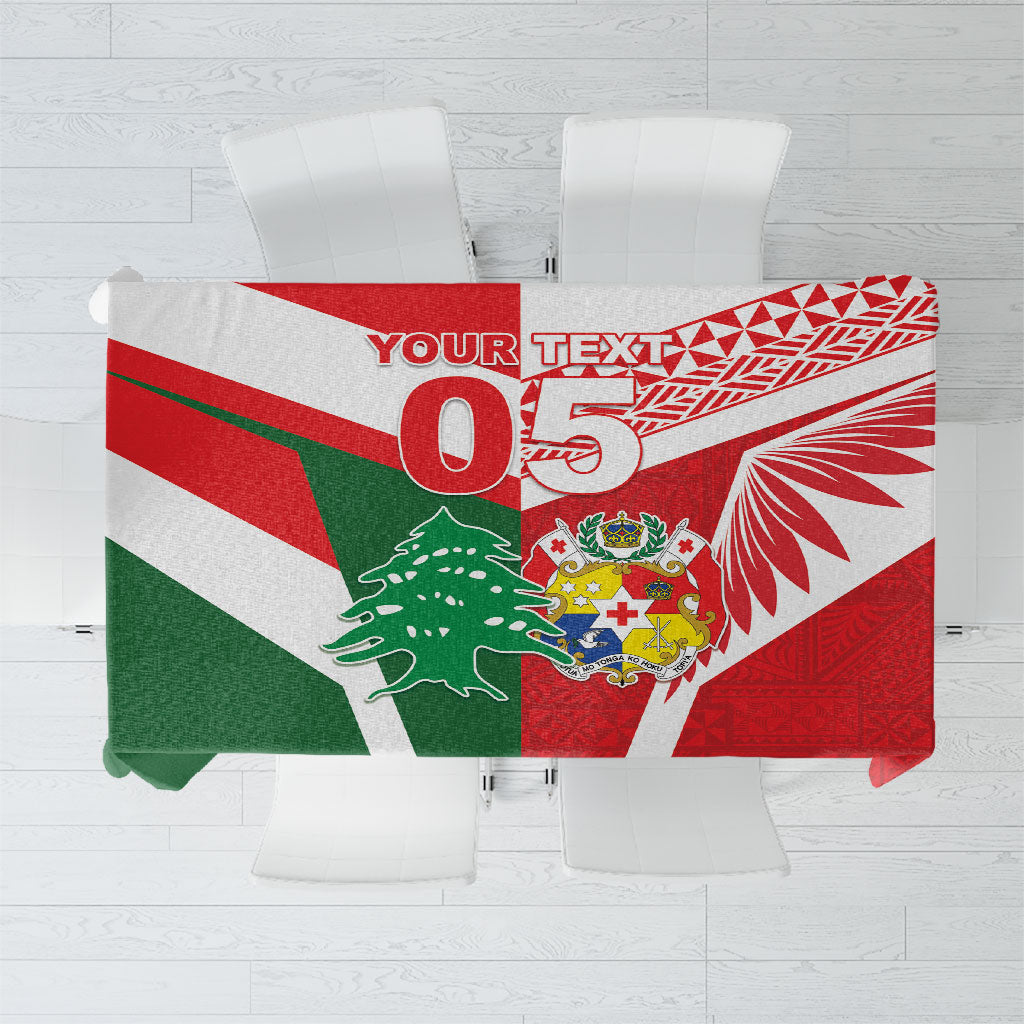 Tonga Lebanon Rugby Custom Tablecloth Mate Maa Tonga Cedars Together LT05 Multicolor - Polynesian Pride