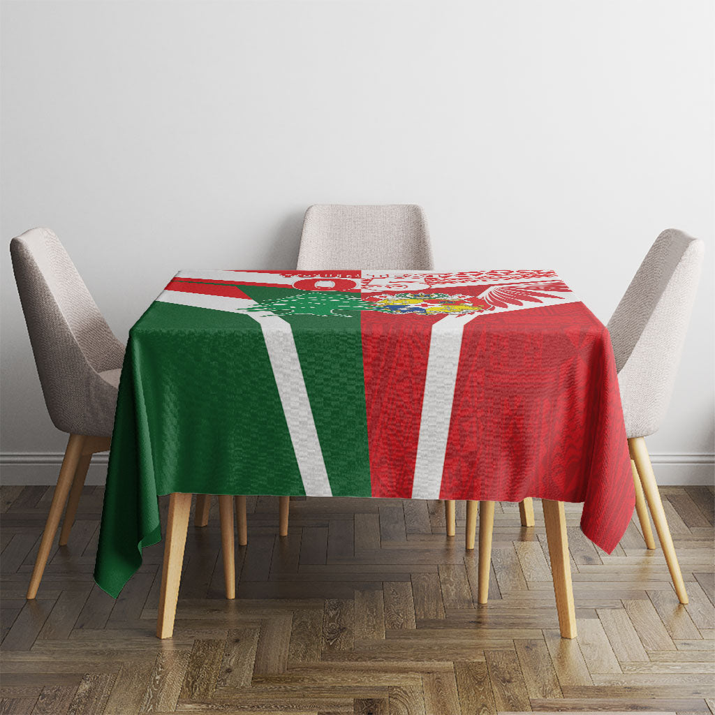 Tonga Lebanon Rugby Custom Tablecloth Mate Maa Tonga Cedars Together LT05 - Polynesian Pride