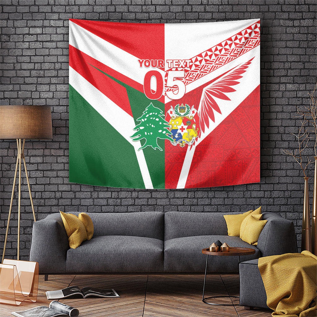Tonga Lebanon Rugby Custom Tapestry Mate Maa Tonga Cedars Together LT05 Multicolor - Polynesian Pride