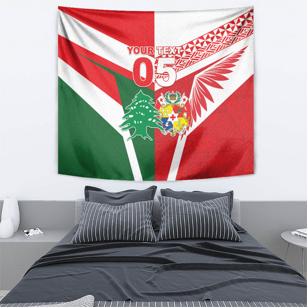 Tonga Lebanon Rugby Custom Tapestry Mate Maa Tonga Cedars Together LT05 - Polynesian Pride