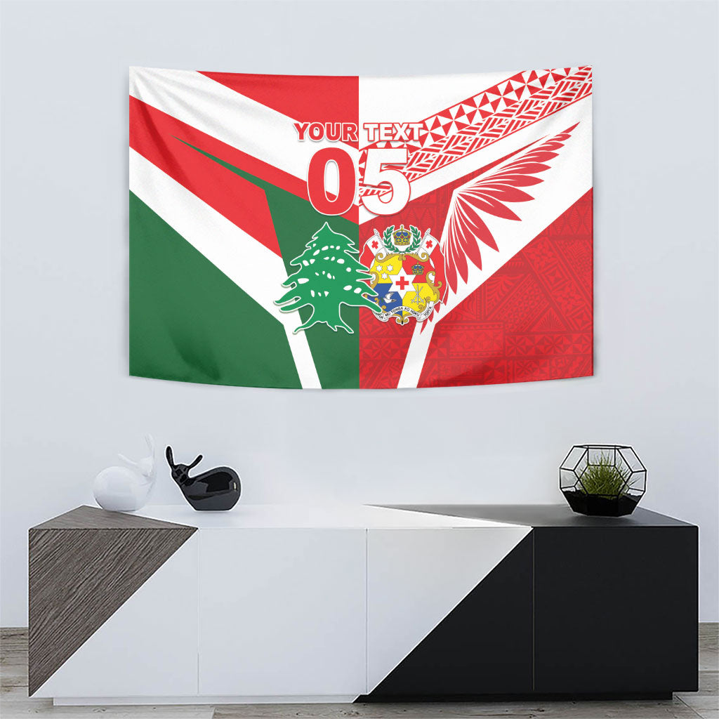 Tonga Lebanon Rugby Custom Tapestry Mate Maa Tonga Cedars Together LT05 - Polynesian Pride