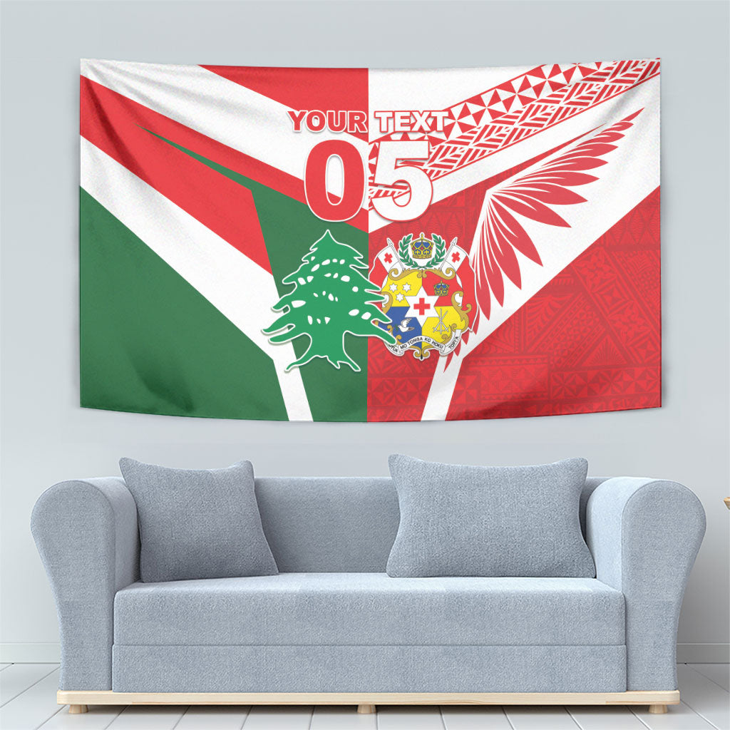 Tonga Lebanon Rugby Custom Tapestry Mate Maa Tonga Cedars Together LT05 - Polynesian Pride