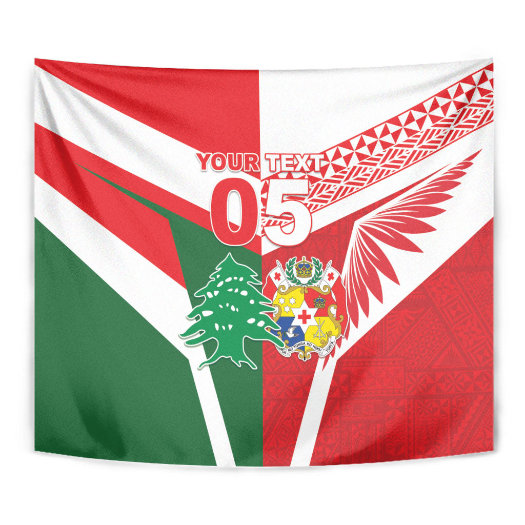 Tonga Lebanon Rugby Custom Tapestry Mate Maa Tonga Cedars Together LT05 - Polynesian Pride