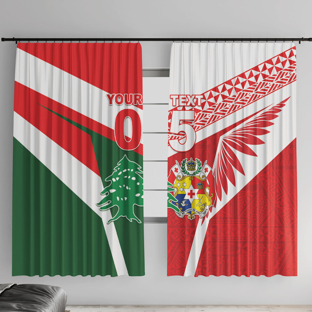 Tonga Lebanon Rugby Custom Window Curtain Mate Maa Tonga Cedars Together LT05 With Hooks Multicolor - Polynesian Pride