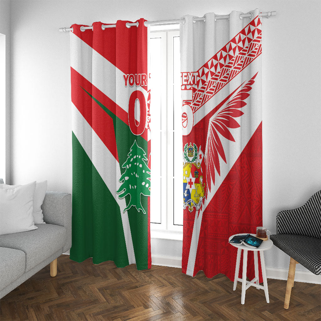 Tonga Lebanon Rugby Custom Window Curtain Mate Maa Tonga Cedars Together LT05 With Grommets Multicolor - Polynesian Pride