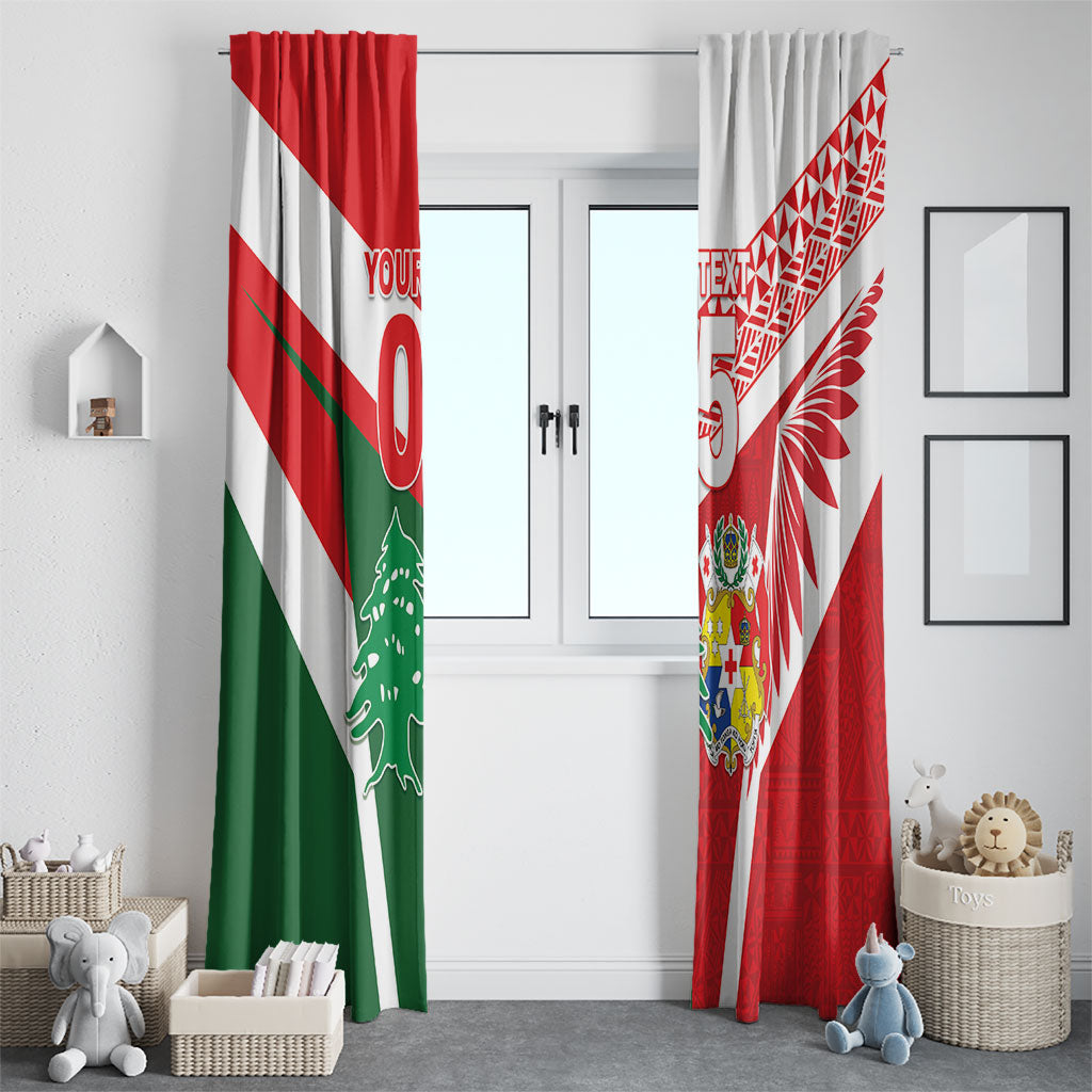 Tonga Lebanon Rugby Custom Window Curtain Mate Maa Tonga Cedars Together LT05 - Polynesian Pride