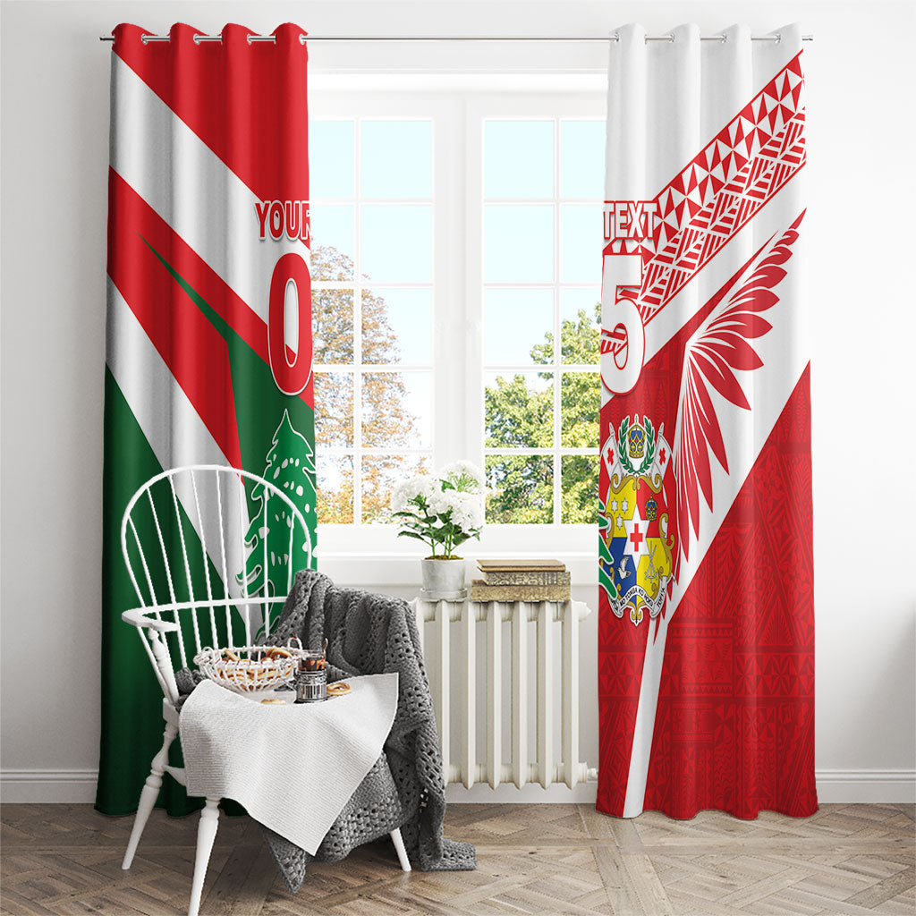 Tonga Lebanon Rugby Custom Window Curtain Mate Maa Tonga Cedars Together LT05 - Polynesian Pride
