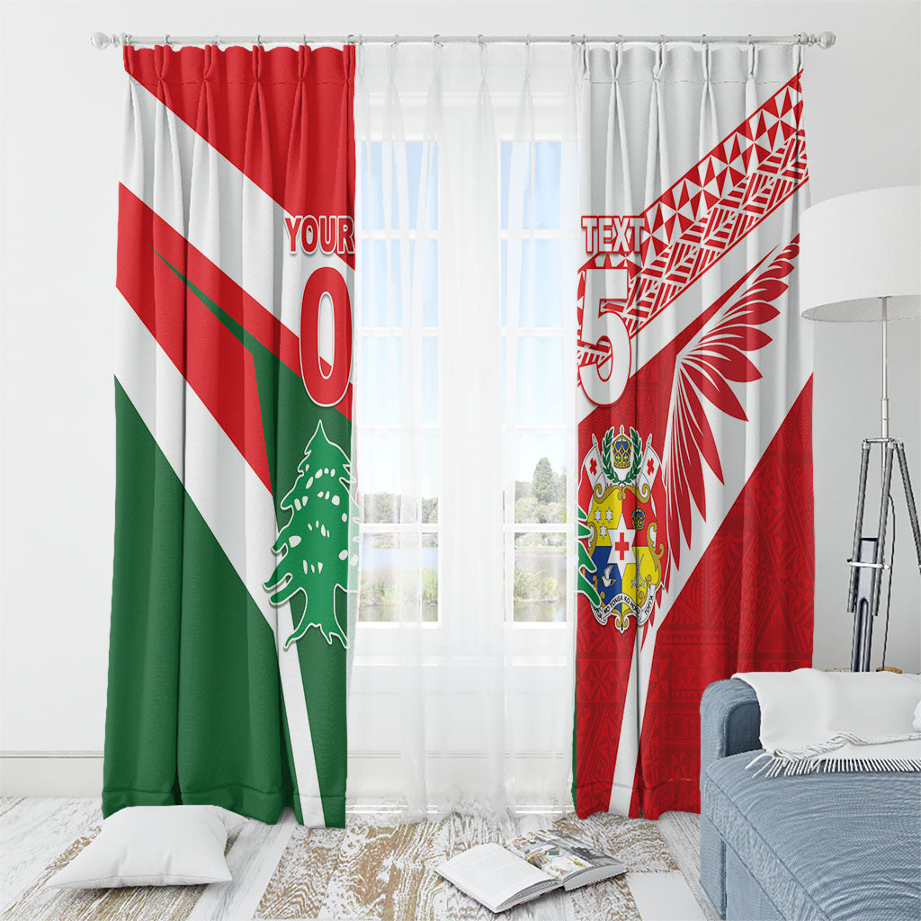 Tonga Lebanon Rugby Custom Window Curtain Mate Maa Tonga Cedars Together LT05 - Polynesian Pride