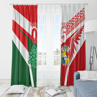 Tonga Lebanon Rugby Custom Window Curtain Mate Maa Tonga Cedars Together LT05 - Polynesian Pride