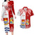 Personalised Tonga And Kiribati Couples Matching Long Sleeve Bodycon Dress and Hawaiian Shirt Coat Of Arms Polynesian Pattern LT05 Red - Polynesian Pride