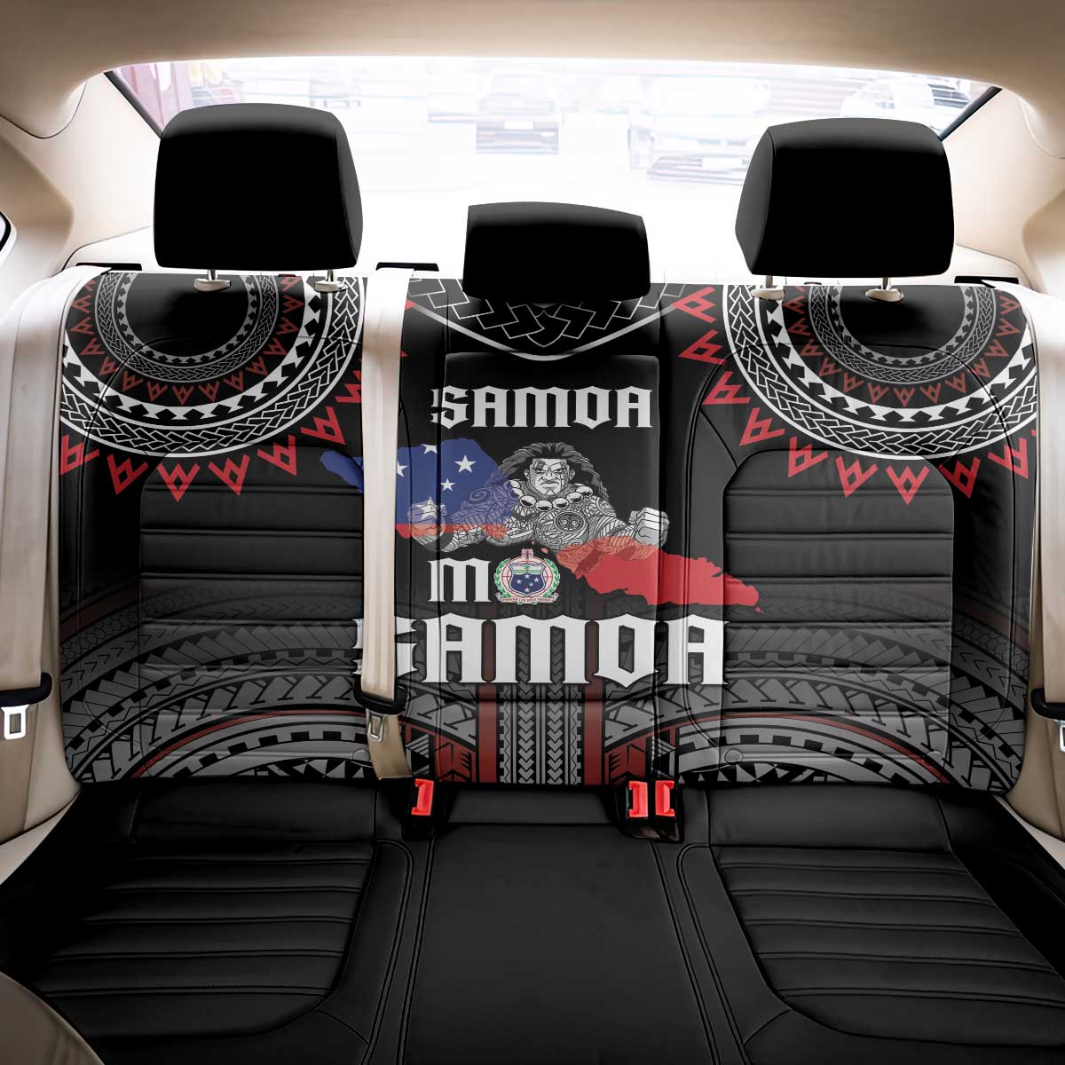 Samoa Black Saturday Back Car Seat Cover Samoan Warrior Tribal Pattern LT05 - Polynesian Pride