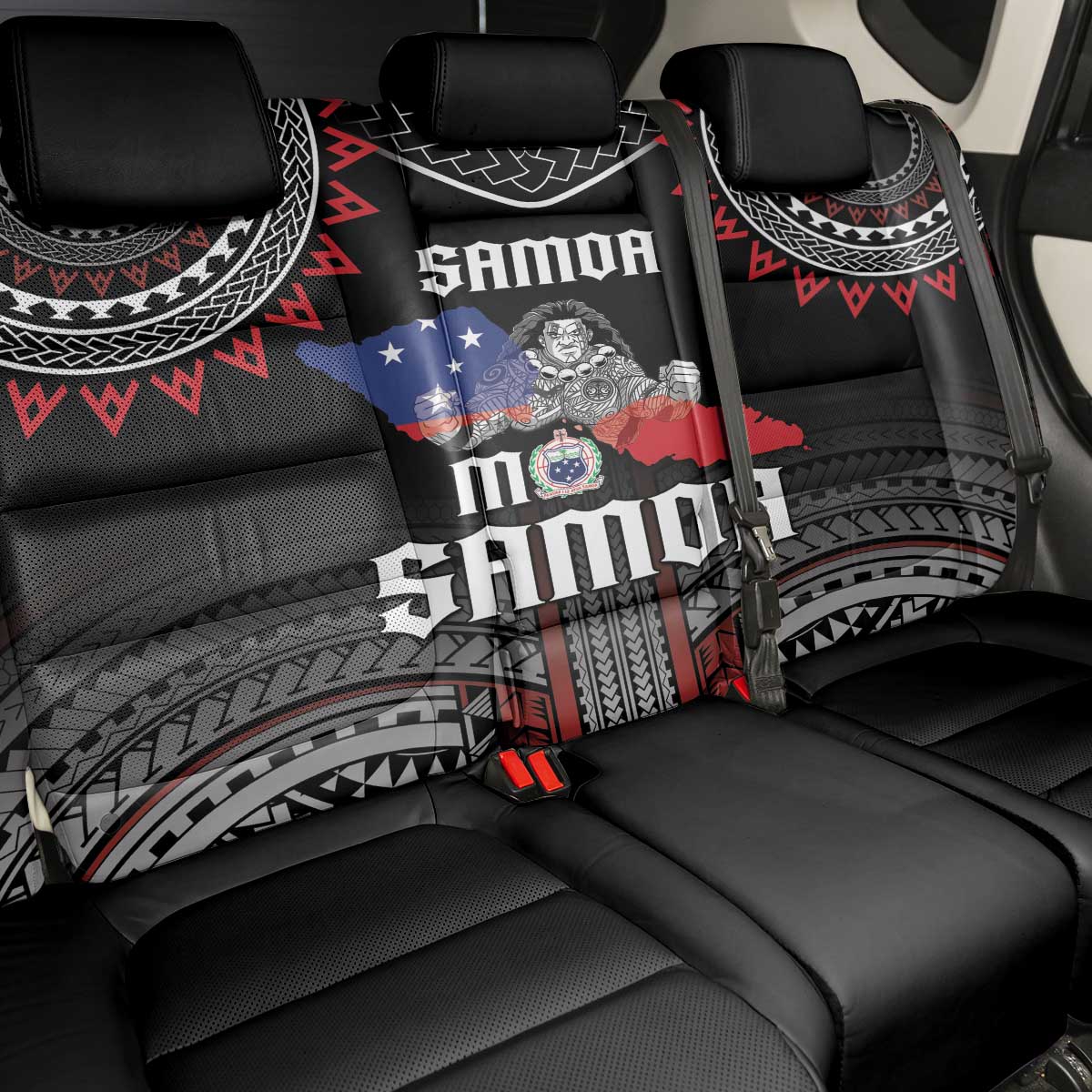 Samoa Black Saturday Back Car Seat Cover Samoan Warrior Tribal Pattern LT05 - Polynesian Pride