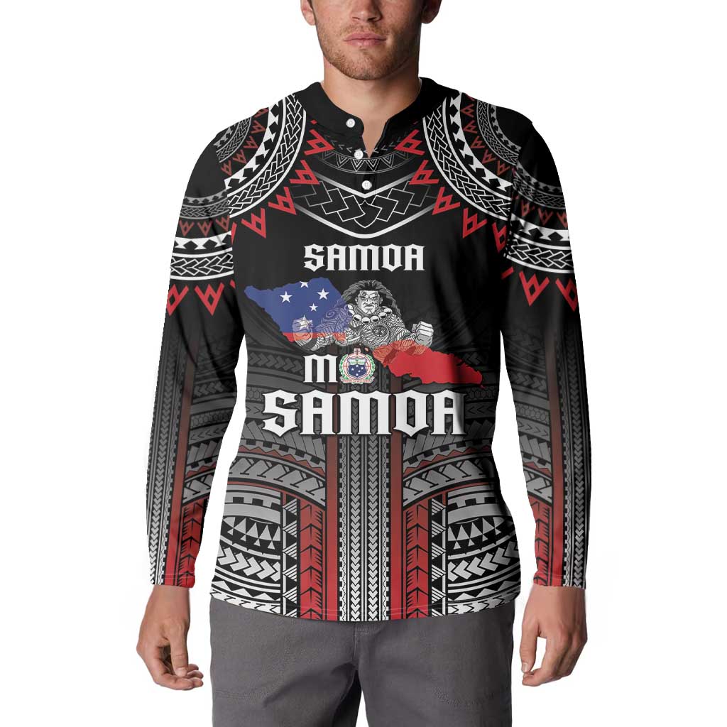 Personalised Samoa Black Saturday Button Sweatshirt Samoan Warrior Tribal Pattern LT05 - Polynesian Pride