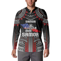 Personalised Samoa Black Saturday Button Sweatshirt Samoan Warrior Tribal Pattern LT05 - Polynesian Pride