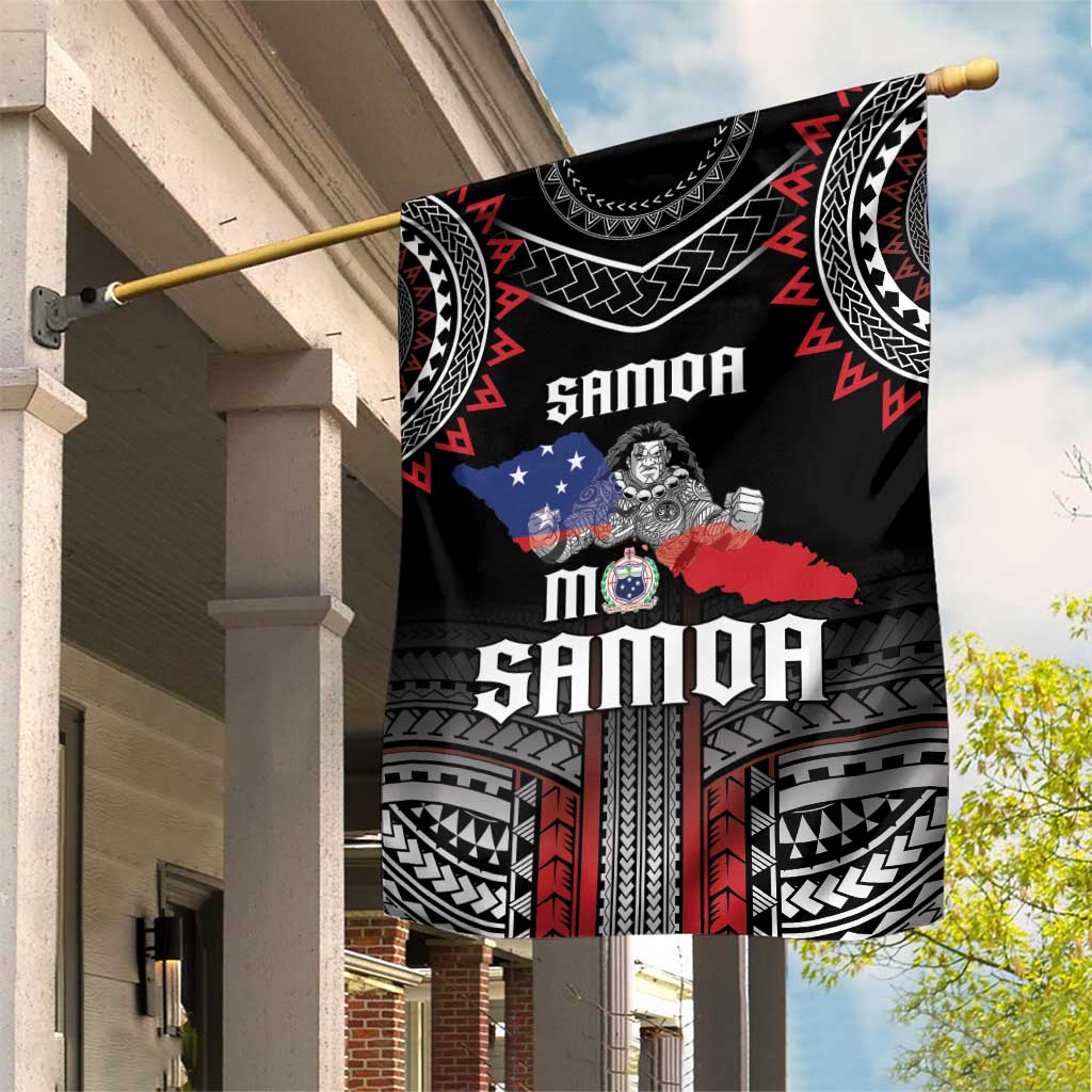 Samoa Black Saturday Garden Flag Samoan Warrior Tribal Pattern LT05 House Flag Black - Polynesian Pride