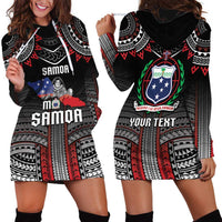 Personalised Samoa Black Saturday Hoodie Dress Samoan Warrior Tribal Pattern LT05 - Polynesian Pride