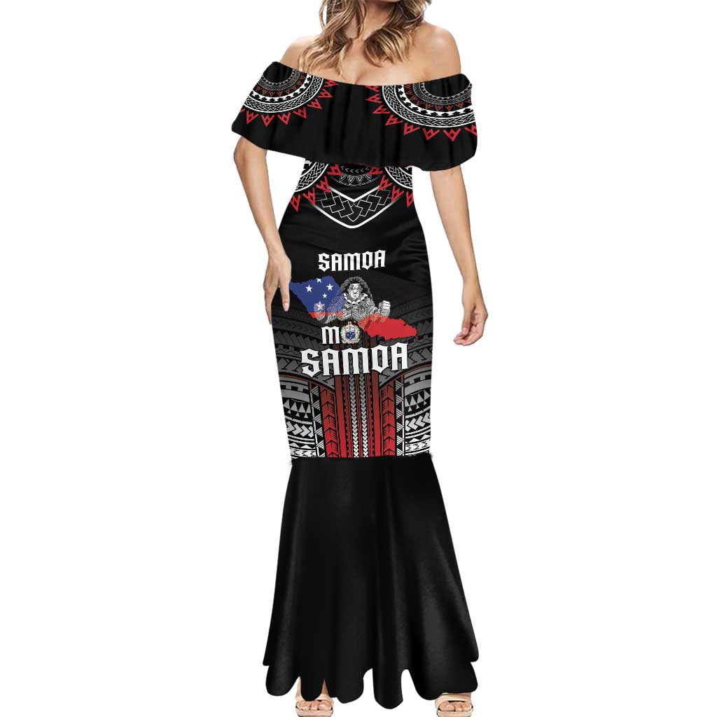 Personalised Samoa Black Saturday Mermaid Dress Samoan Warrior Tribal Pattern LT05 - Polynesian Pride