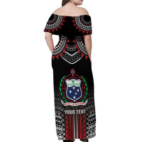 Personalised Samoa Black Saturday Off Shoulder Maxi Dress Samoan Warrior Tribal Pattern LT05 - Polynesian Pride