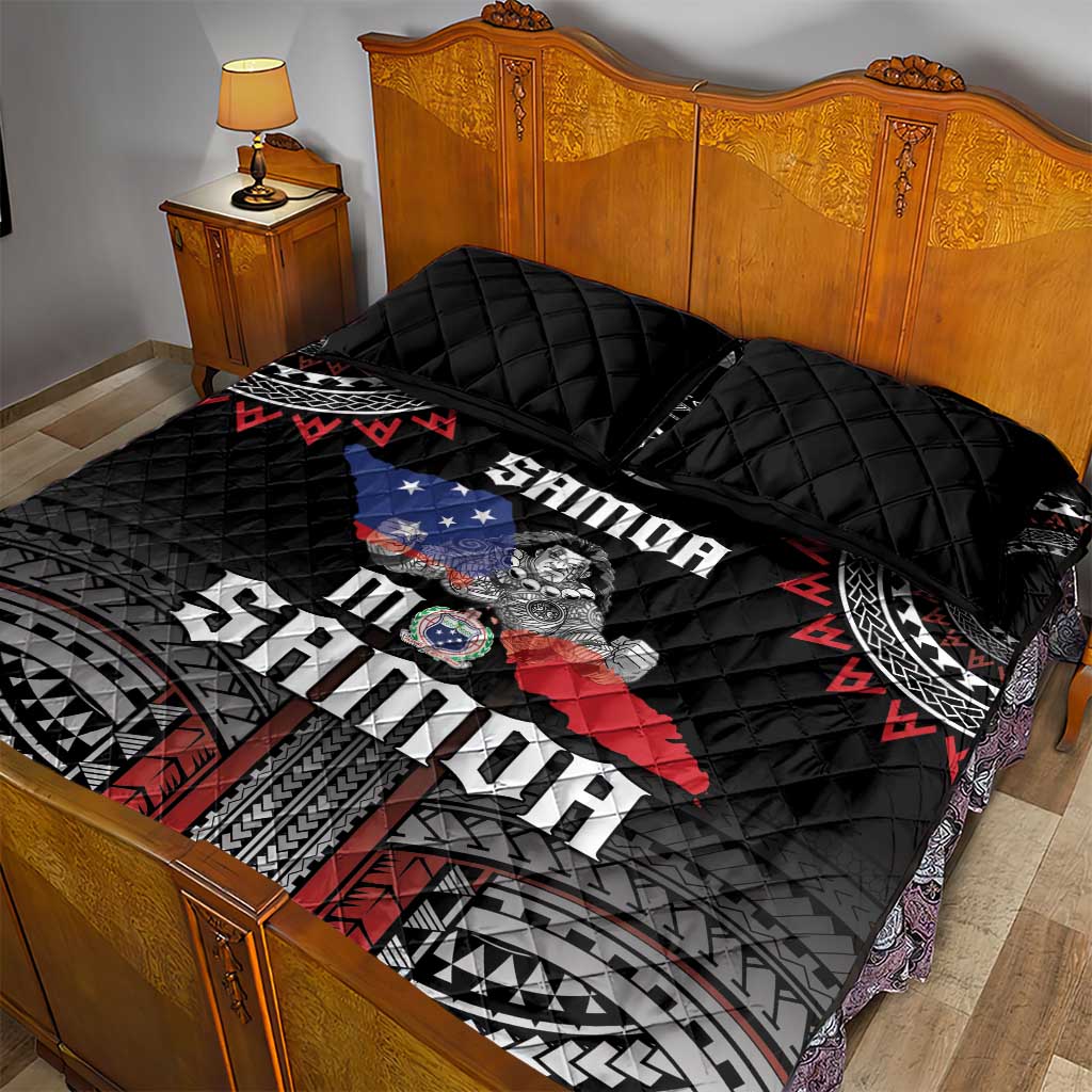 Samoa Black Saturday Quilt Bed Set Samoan Warrior Tribal Pattern LT05 - Polynesian Pride