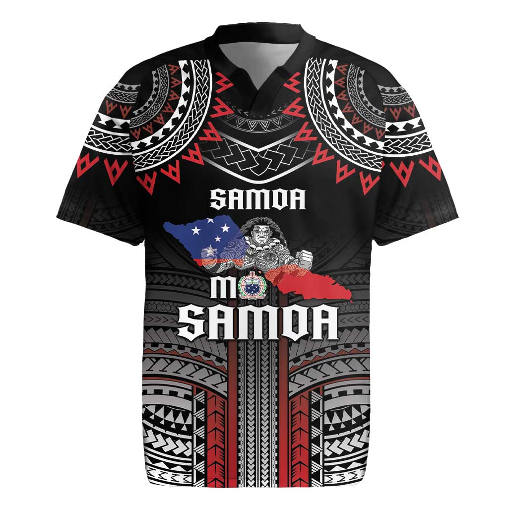 Personalised Samoa Black Saturday Rugby Jersey Samoan Warrior Tribal Pattern LT05 Black - Polynesian Pride