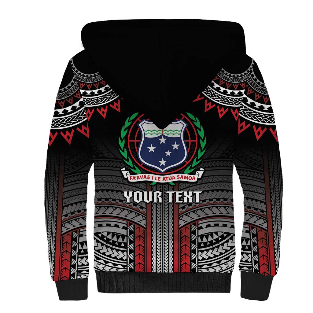 Personalised Samoa Black Saturday Sherpa Hoodie Samoan Warrior Tribal Pattern LT05 - Polynesian Pride