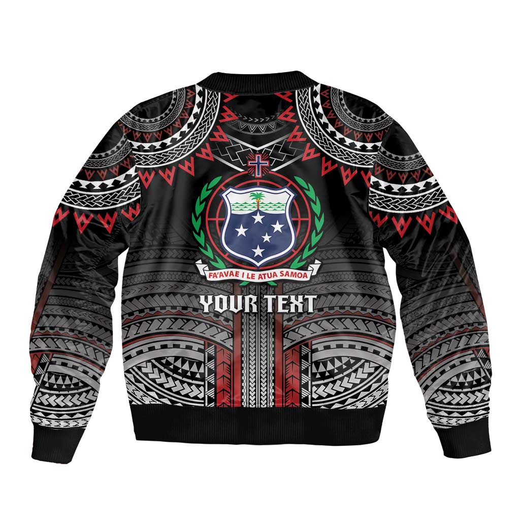 Personalised Samoa Black Saturday Sleeve Zip Bomber Jacket Samoan Warrior Tribal Pattern LT05 - Polynesian Pride