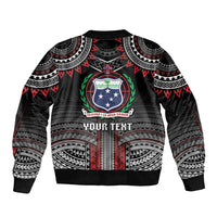 Personalised Samoa Black Saturday Sleeve Zip Bomber Jacket Samoan Warrior Tribal Pattern LT05 - Polynesian Pride