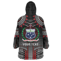 Personalised Samoa Black Saturday Wearable Blanket Hoodie Samoan Warrior Tribal Pattern LT05 - Polynesian Pride