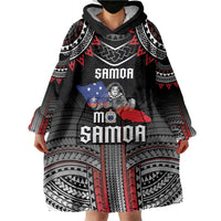 Personalised Samoa Black Saturday Wearable Blanket Hoodie Samoan Warrior Tribal Pattern LT05 - Polynesian Pride