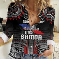 Personalised Samoa Black Saturday Women Casual Shirt Samoan Warrior Tribal Pattern LT05 Female Black - Polynesian Pride