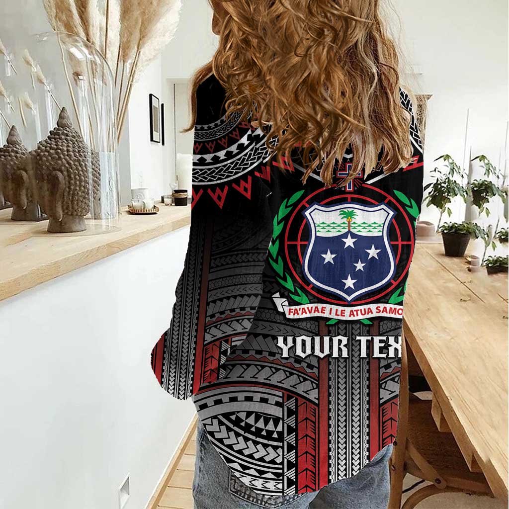 Personalised Samoa Black Saturday Women Casual Shirt Samoan Warrior Tribal Pattern LT05 - Polynesian Pride