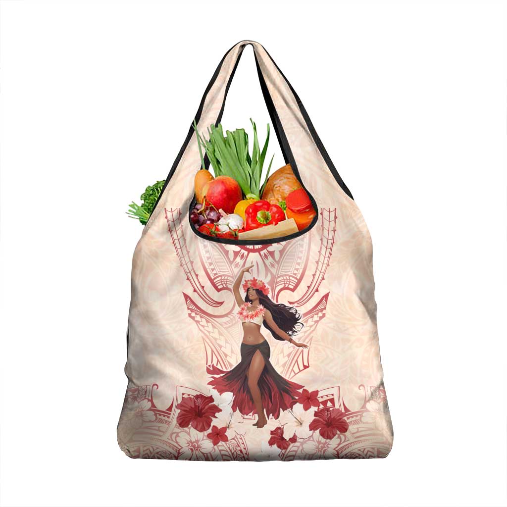 Tahiti Women's Day Grocery Bag With Polynesian Pattern