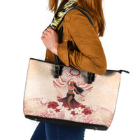 Tahiti Women's Day Leather Tote Bag With Polynesian Pattern LT05 Beige - Polynesian Pride
