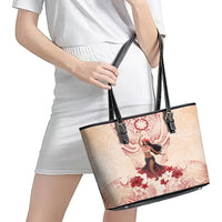 Tahiti Women's Day Leather Tote Bag With Polynesian Pattern LT05 - Polynesian Pride