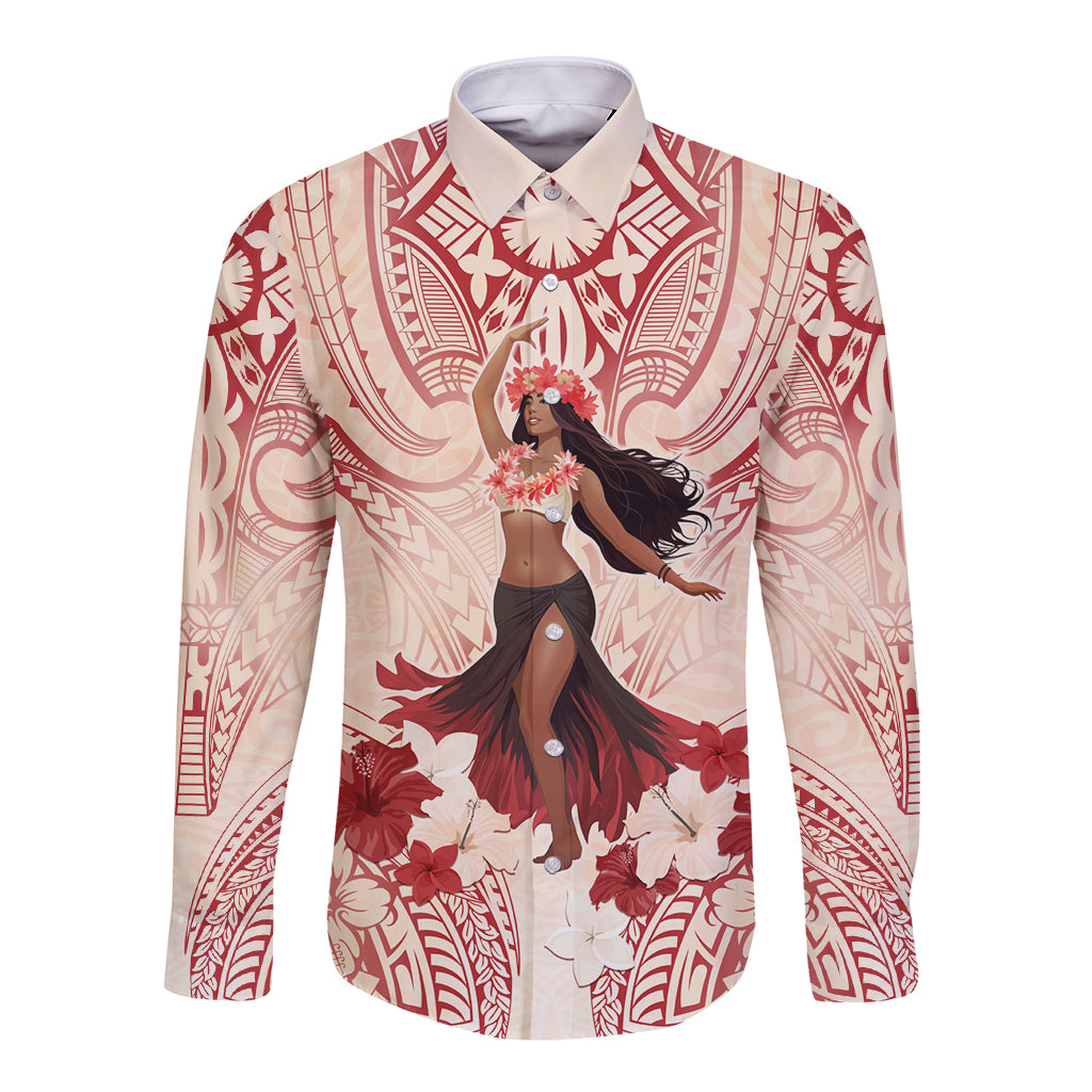 Tahiti Women's Day Long Sleeve Button Shirt With Polynesian Pattern LT05 Unisex Beige - Polynesian Pride