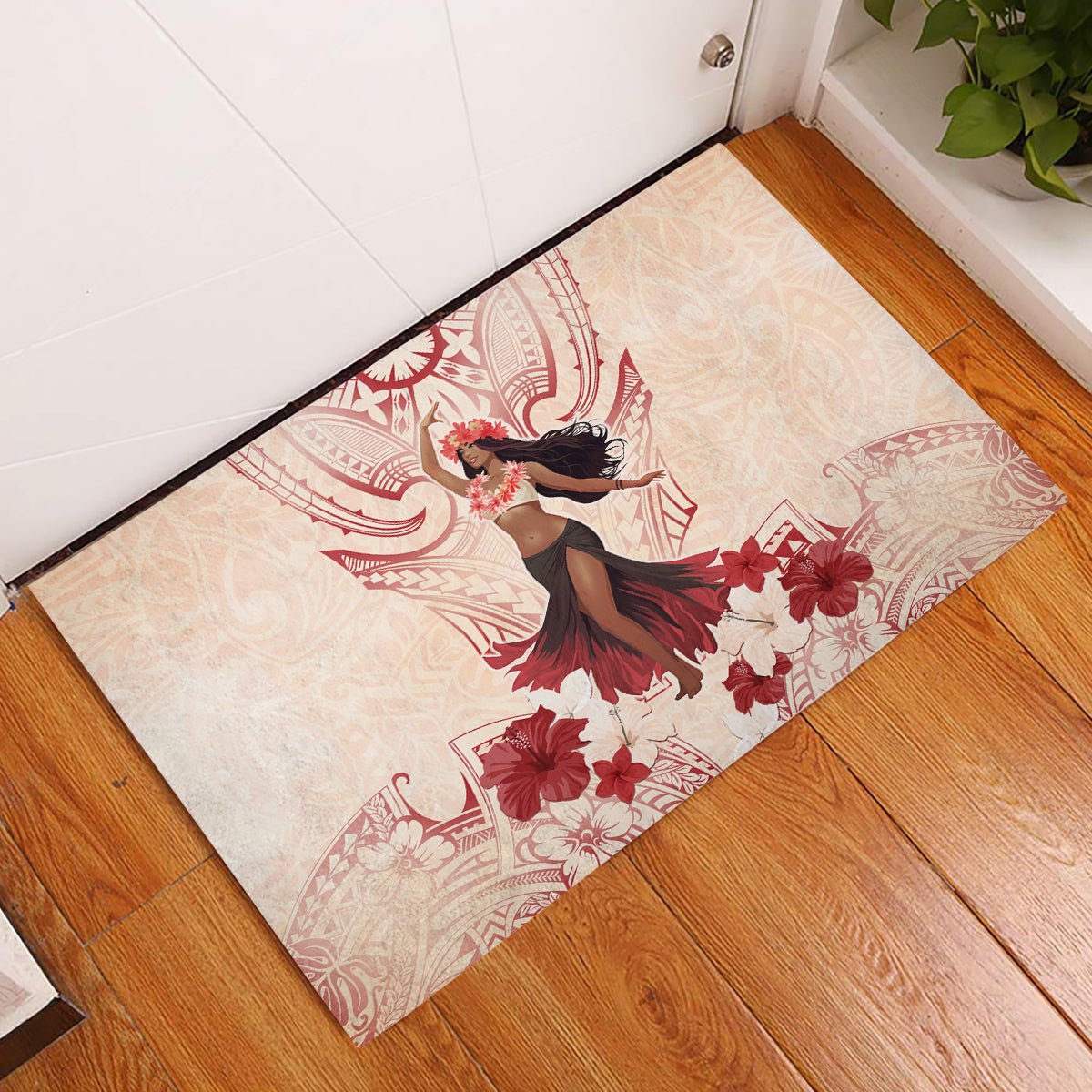 Tahiti Women's Day Rubber Doormat With Polynesian Pattern LT05 Beige - Polynesian Pride