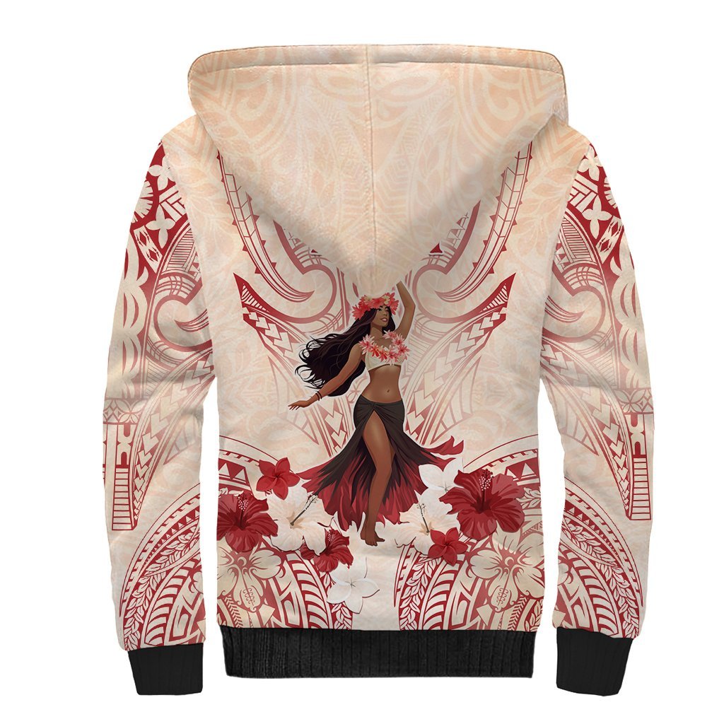 Tahiti Women's Day Sherpa Hoodie With Polynesian Pattern LT05 - Polynesian Pride