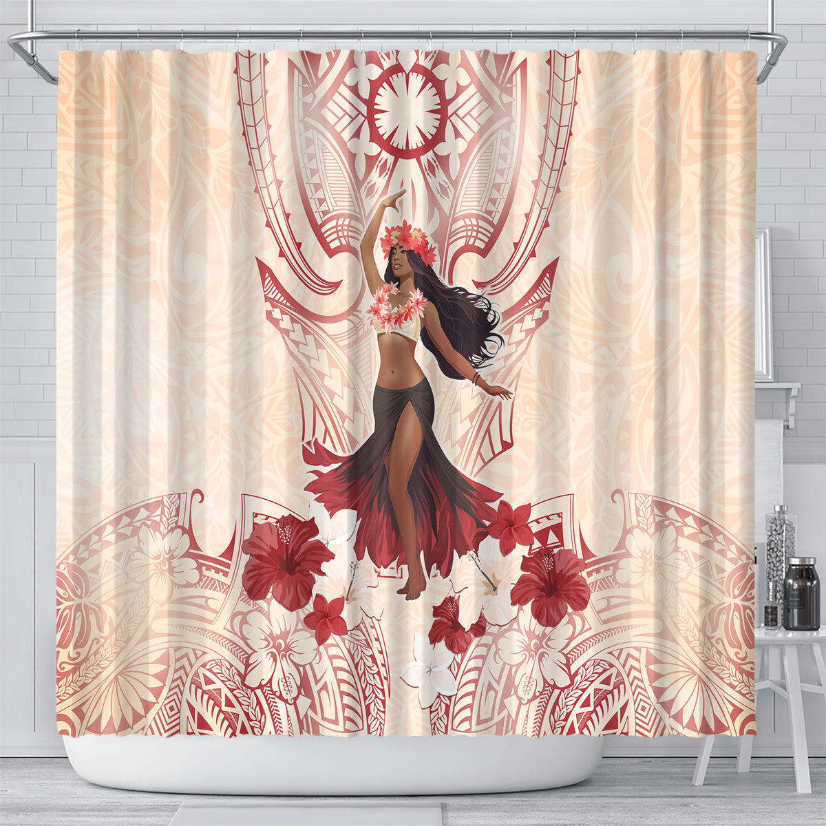 Tahiti Women's Day Shower Curtain With Polynesian Pattern LT05 - Polynesian Pride