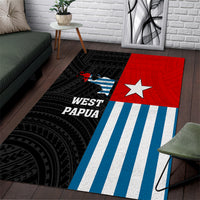 West Papua Area Rug Polynesian Pattern With Coat Of Arms LT05 Blue - Polynesian Pride