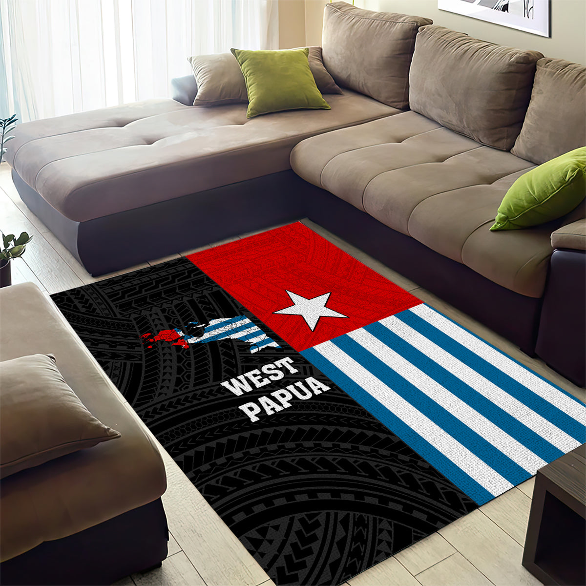 West Papua Area Rug Polynesian Pattern With Coat Of Arms LT05 - Polynesian Pride