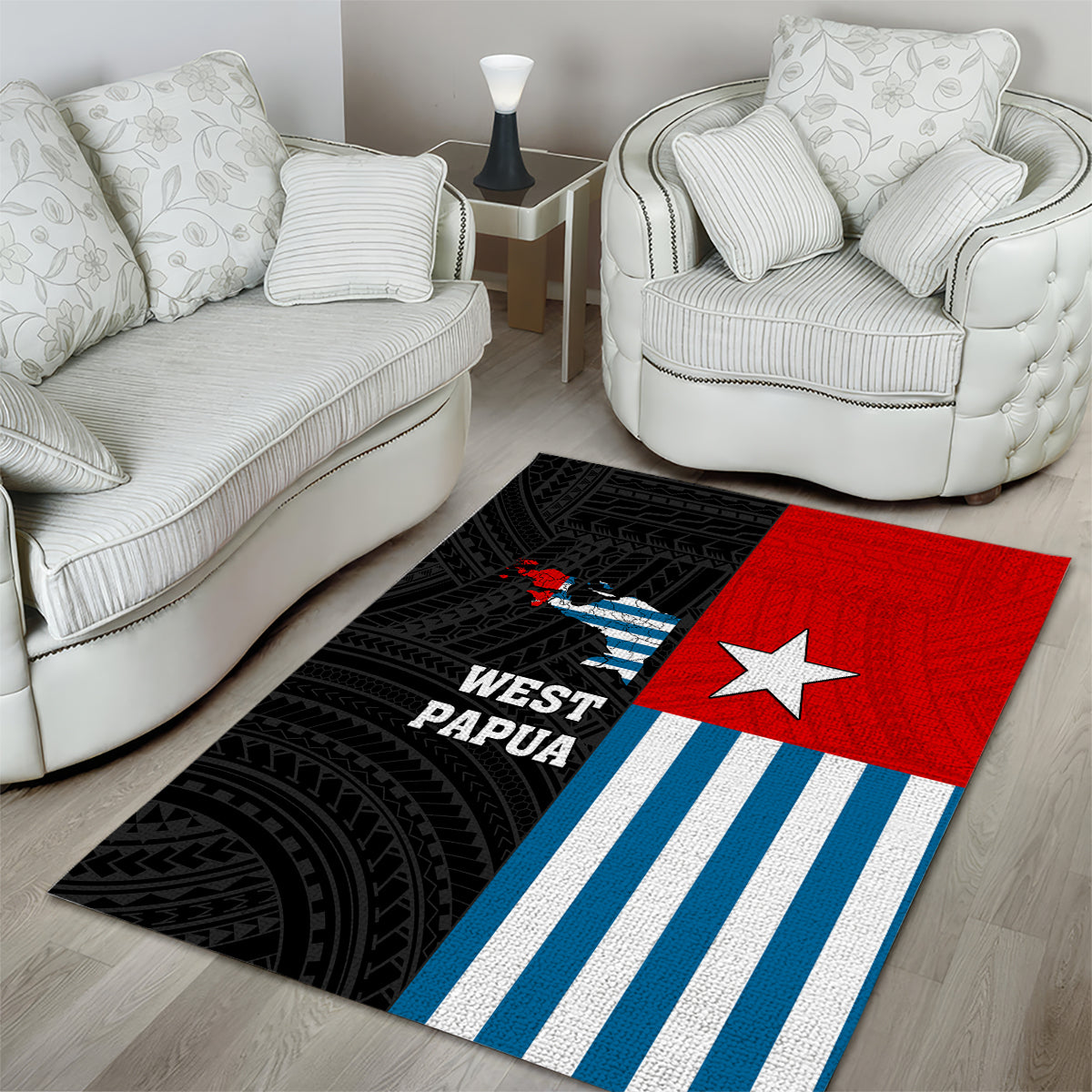 West Papua Area Rug Polynesian Pattern With Coat Of Arms LT05 - Polynesian Pride