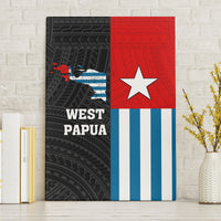 West Papua Canvas Wall Art Polynesian Pattern With Coat Of Arms LT05 Without Frame Blue - Polynesian Pride
