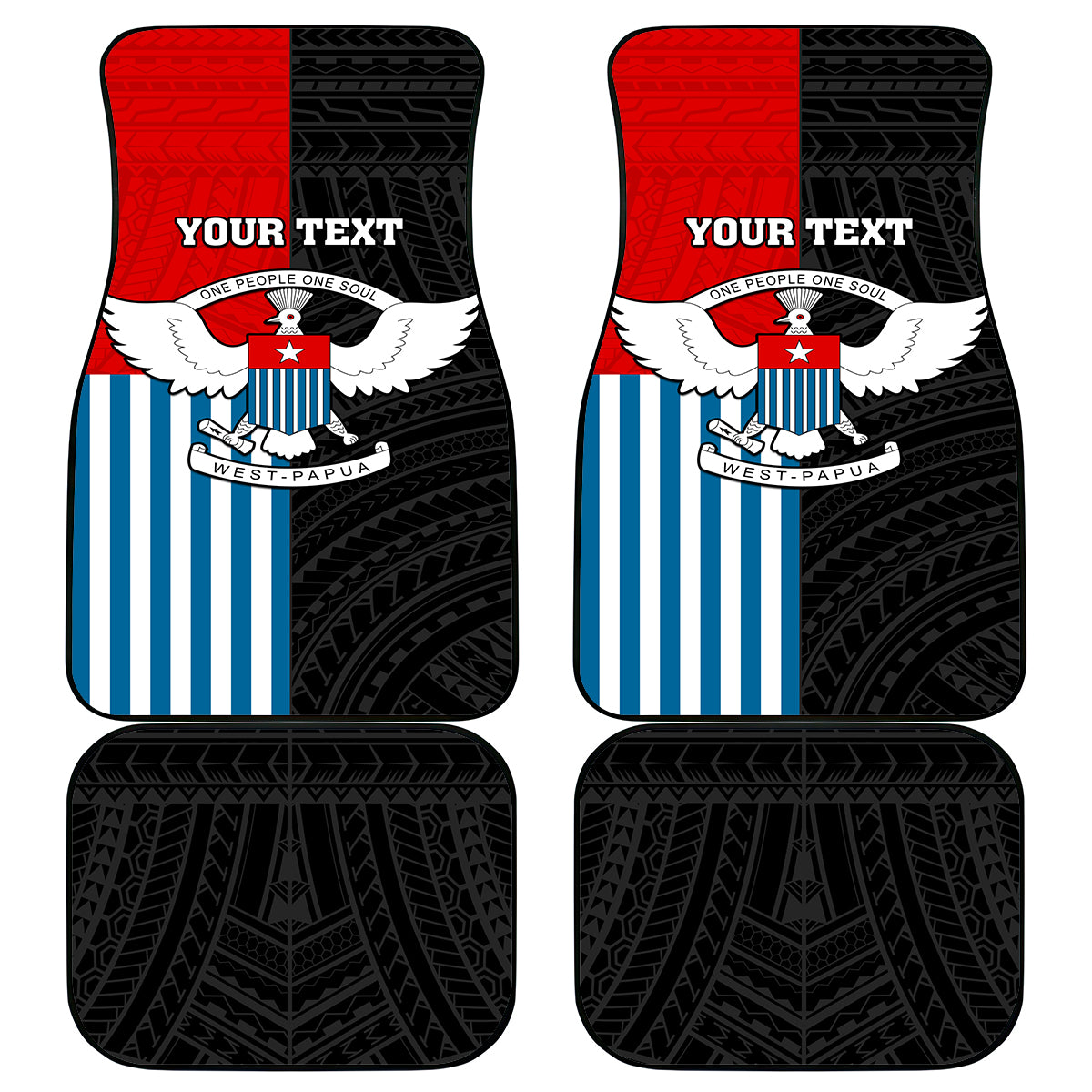 Personalised West Papua Car Mats Polynesian Pattern With Coat Of Arms LT05 - Polynesian Pride